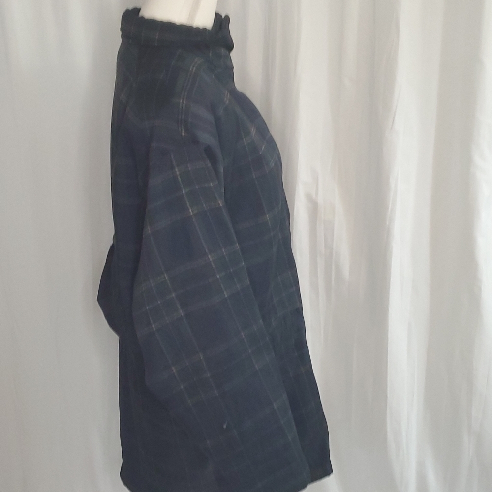 London Fog Womens Jacket Coat Multicolor Navy Plaid Snap Mock Neck Pockets Sz 0X - Picture 3 of 11